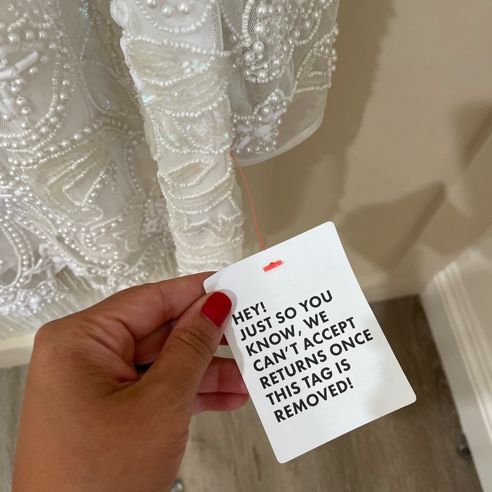 NWT ASOS Edition White Beaded Mesh Fringe Mini Dress Plus Bridal Wedding - Picture 11 of 15